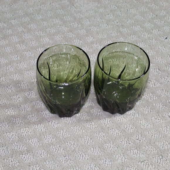 Libbey Other - Set of 2 Vintage Libbey MCM Avocado Green 4" Drinking Glasses EUC